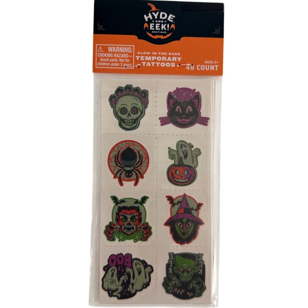 Hyde and Eek! Glow in the Dark Temporary Tattoos NEW